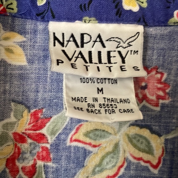 Vintage Napa Valley floral printed cotton short sleeve button down - Picture 4 of 6